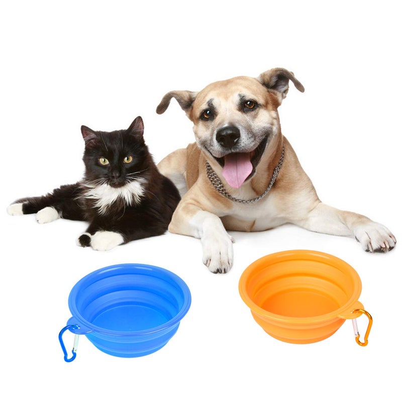 PROLOSO 9 Pcs Collapsible Dog Bowl Foldable Expandable Silicone Cup Dish for Pet Cat Food Water Feeding Portable Travel Bowl with Carabiner - Image 3